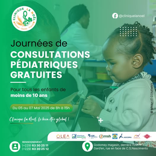Visuel Consultations pédiatriques gratuites et dépistage paludisme
