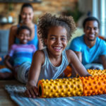 Les personnes utilisant le rouleau en mousse pour l'exercice et la remise en forme